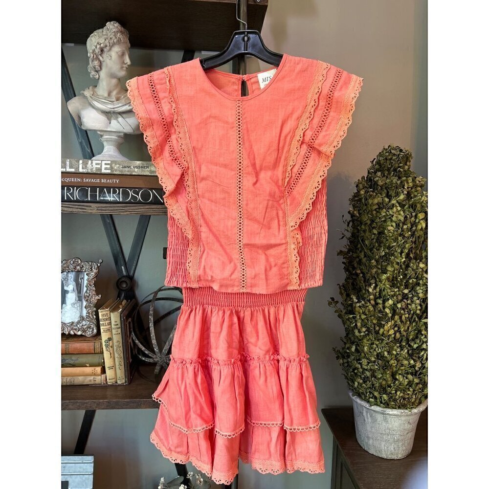 MISA Los Angeles Nilu Top & Banu Skirt Coral Womens Size XS